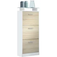 Vladon Schuhschrank, Eiche San Remo, Holzwerkstoff, 46x128x23 cm, Garderobe,