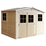 TIMBELA M334 Gartenhaus Holz mit Fenstern - Geräteschuppen Holz H226x324x216 cm/6 m2 - Gerätehaus Gartenhütte Fahrradgarage Holz