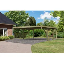 Karibu Classic Doppel 2 Set 5,40 x 5,86 m kdi inkl. 2 Einfahrtsbögen und Stahldachplatten
