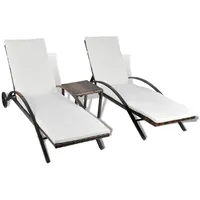 vidaXL Sonnenliegen mit Tisch Poly Rattan Braun