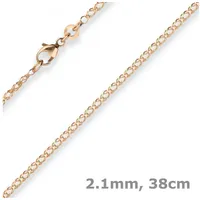 Schmuck Krone Goldkette 2,1mm Zwillingspanzerkette aus 585 Rotgold 38cm, Gold 585 goldfarben