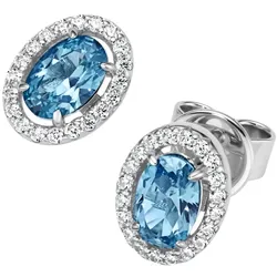 Giorgio Martello Milano Ohrstecker Ziersteine, Zirkonia weiß, Silber 925 Ohrringe   Blau 