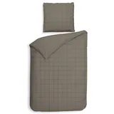 Heckett & Lane HECKETT and LANE "Diamante", grau (taupe grau), B/L: 135cm x 200cm, , Mako-Satin, B/L: 80cm x 80cm, Mako-Satin, Obermaterial: 100% Baumwolle, Bettwäsche, kariert, hochwertiges Mako-Satin, Bettwäsche ab 135x200 cm.