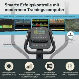 Skandika Crosstrainer Carbon P20-R | Ellipsentrainer für Zuhause, verstellbare Schrittlänge, 23 Programme, App kompatibel, bis 135 kg, Schwungmassensystem