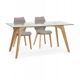 KADIMA DESIGN Esstisch mit Glasplatte und Massivholzgestell | Skandinavischer Designertisch aus Eiche | Rechteckiger Glastisch für Esszimmer | Gr.: onesize