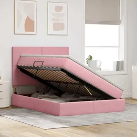 vidaXL Bett mit Stauraum und LED mit Matratze Rosa 140 x 190 cm Samt