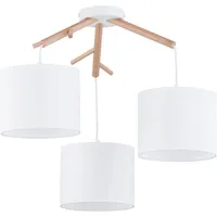 famlights Hängelampe Pendelleuchte Esstisch in Weiß und Braun 3-flammig Modern schlichte ELISE E27 Stoff Esszimmer Flur | 3-flammig