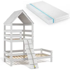 VitaliSpa Hausbett Teddy 90 x 200 cm Buche weiß