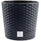 Blumentopf, in Rattan-Optik,Rund Blumentopf, pflanzkübel, Ink. Einsatz, Vielseitiger, übertöpfe, Blumenübertopf, übertopf, Verfügbar in 4 Größen und 4 Farben - Stilvolles Design (Anthrazit, 200)