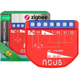 Nous ZigBee Smart Curtain Module, AC 16A/DC 10A, ZigBee 3.0 Hub erforderlich, Kompatibel mit Alexa, Google Assistant, Home Assistant, Tuya Smart Life App