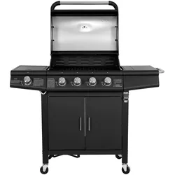 TAINO RED 4+1 inkl. Abdeckhaube Gasminderer Schlauch Gasgrill Grillwagen BBQ Edelstahl-Brenner Gas-Grill Schwarz