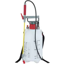 Relaxdays Drucksprüher, 5 l, verstellbare Düse, Bewässerung & Pflanzenschutz, Tragegurt, Pumpsprühgerät Garten, weiß-rot