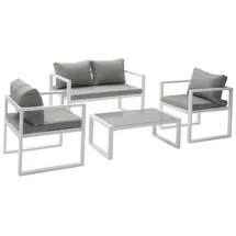 Happy Garden Gartenmöbel Ibiza aus grauem Stoff 4-sitzer - Weißaluminium