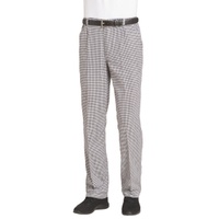 Leiber Kochhose, mit Dehnzone, unisex, schwarz/weiß, Bäckerhose ideal zum Kochen oder Backen, Größe: 48