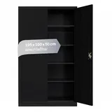 LagerZwei Mehrzweckschrank 195x100x50cm I Metallschrank, 4 Fachböden I Großer Aktenschrank, abschließbar I Robuster Allzweckschrank als Werkstattschrank & Büroschrank I Stahlschrank schwarz