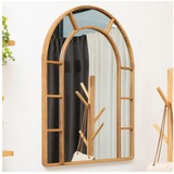 Terra Home Wandspiegel Eiche - Bogenform 80x60 cm, Modern, Voll-Holz, Spiegel - für Flur, Wohnzimmer, Bad oder Garderobe (Bogenform mit Fenster)