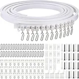 Jetec Biegsame Decke Gebogene Vorhangschiene Flexible Halterung Weiche Fenster für Vorhang Schiene mit Metall Haken, Bett Vorhänge Zimmer Trennwand (Weiß, 5 m)