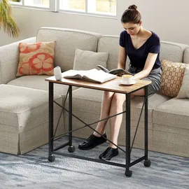 Homcom Schreibtisch Klappbar Kleiner 80 cm Klappschreibtisch mit Rollen Platzsparend Computertisch für Home Office, Eiche - Braun/Schwarz