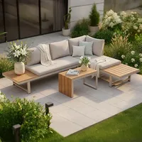 Riess-Ambiente Wetterfestes Gartenmöbel Set IBIZA MODULAR LOUNGE 250cm champagner greige Aluminium