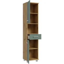 Forte Badschrank 2 Türen, 1 Schublade 40,2 x 186,8 x 34,8 cm Salbei/Braun