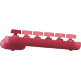 Logitech POP Keys Wireless mechanische Tastatur mit Emoji Tasten, RF Wireless + Bluetooth, Mechanische Switches, Schweizer Layout Rosa | 920-01082 - Rot/Rosa