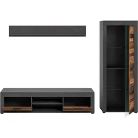 INOSIGN Wohnwand »Aosta, Breite 235cm, bestehend aus Lowboard, Wandboard, Vitrine« 3 Stk. tlg., grau