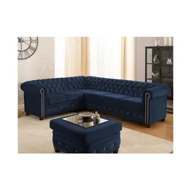 S-Style Chesterfield Ecksofa Cleo Blink ¦ blau ¦ Maße (cm): B: 264 H: 72