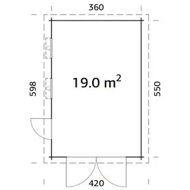 Palmako Einzelgarage Rasmus 4,20 x 5,98 m grau mit Holztor