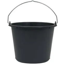 Baueimer 12l m.Kreuzboden schwarz Recycling-Kunststoff