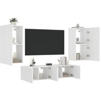 vidaXL TV-Schrank 4-tlg. Wohnwand mit LED-Beleuchtung Weiß Holzwerkstoff (1-St) weiß vidaXL
