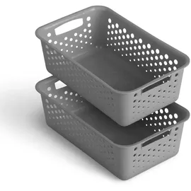 ProHome Aufbewahrungskorb 2L mit Griffen 25 x 16 x 8 cm schwarz