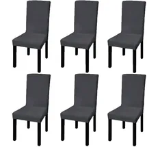 vidaXL Stretch-Stuhlhussen Gerade 6 Stk. Anthrazit