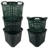 Buri Wäschekorb Set Universalkorb Vers Farben Stapelkörbe Gartenkörbe Korb Robust - 5 Stück, Dunkelgrün