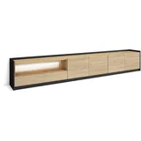 SKRAUT HOME Lowboard 310x50x37 cm Schwarz/Eiche Holzwerkstoff