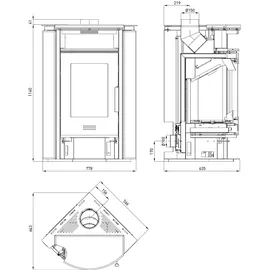 Haas + Sohn Haas+Sohn | Eck-Kaminofen KUOPIO-II 265.17-ST anthrazit/grau | 8 kW