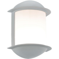 Wandleuchte Aussen Wandlampe Garten Terrassenleuchte Außen, Aluguss silber, 1x LED 7W 550Lm, LxAxH 16x22x10 cm, EGLO 78059
