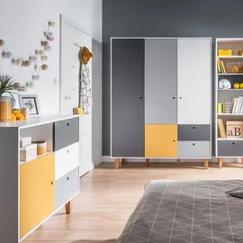 Vox Kleiderschrank 3 Türen 153 x 201,5 x 55 cm Gelb