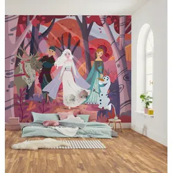 Kindertapete KOMAR "Disney Frozen Forest Friendship", rot, B:300m H:250m, Vlies, Tapeten