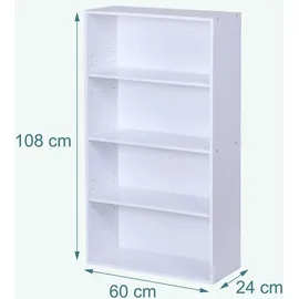 Relaxdays Bücherregal 60 x 108 x 24 cm Weiß