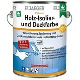 J Kronen/ Jaeger Holz-Isolier- und Deckfarbe 319 2,5 Liter ,Weiß Matt, Aquarell