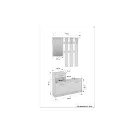 byLIVING Tamina 97 x 190 x 25 cm grau-weiß mit Spiegel