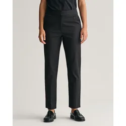 Stoffhose GANT "SLIM SLACK", Damen, Gr. 44, N-Gr, schwarz (ebony schwarz), Web, Obermaterial: 59% Baumwolle, 38% Polyamid, 3% Elasthan, casual, slim fit, Hosen, mit Bügelfalten an Vorder- und Rückseite
