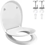 GRIFEMA Toilettensitz Kinder 2 in 1-WC Sitz mit Absenkautomatik, O Toilettendeckel Einfache Montage und Sauber, Klodeckel Quick-Release-Funktion, Antibakterielle, Passend für die Meiste Toilette, Weiß