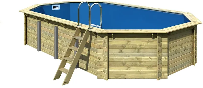 Karibu Pool Modell 5 Classic 700 x 400 cm - kesseldruckimprägniert Modell A inkl. Sandfilteranlage & Skimmer inkl. gratis Pool-Pflegeset (Gesamtwert 69 €)