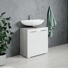 Badplaats - Badezimmer Badmöbel Jupiter 60cm - Beton Grau Wit Weiß - Untersc