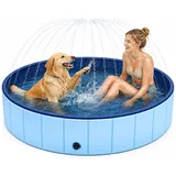Hundepool mit Sprinkler,120x30cm Faltbarer Hundepool,Hundepool Klein
