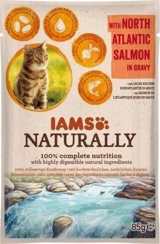 IAMS Naturally Adult Cat with North Atlantic Salmon in Gravy 85 g