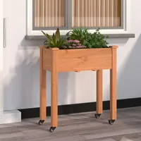 VidaXL Pflanzkübel mit Einsatz und Rollen Braun 71x37x80 cm