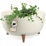 Kadax Blumentopf aus Kunststoff mit drei Einsteckstützen, 47 cm, Creme