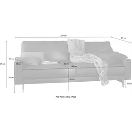 creation by rolf benz 3-Sitzer "CR.450, Designsofa, Loungesofa", beige (beigegrau 534, 26), B:204cm H:85cm T:95cm, Jacquard-Flachgewebe Diane 1 Q2 (55% Polyacryl 45% Polyester), CREATION BY ROLF BENZ, Sofas, Armlehne niedrig, Fuß chromfarben glänzend, Breite 204 cm